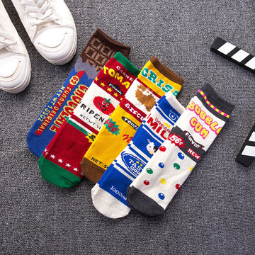 Unisex Milk & Chocolate Crew Socks – Korean Streetwear Couple Skate Socks