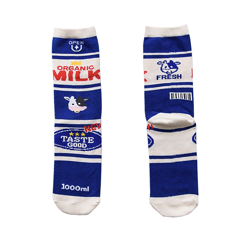 Unisex Milk & Chocolate Crew Socks – Korean Streetwear Couple Skate Socks
