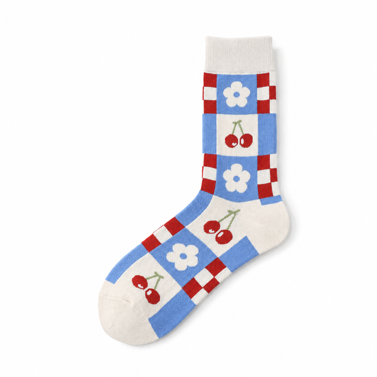 Women’s Dainty Embroidered Long Socks – Korean-Inspired Feminine Cotton Socks