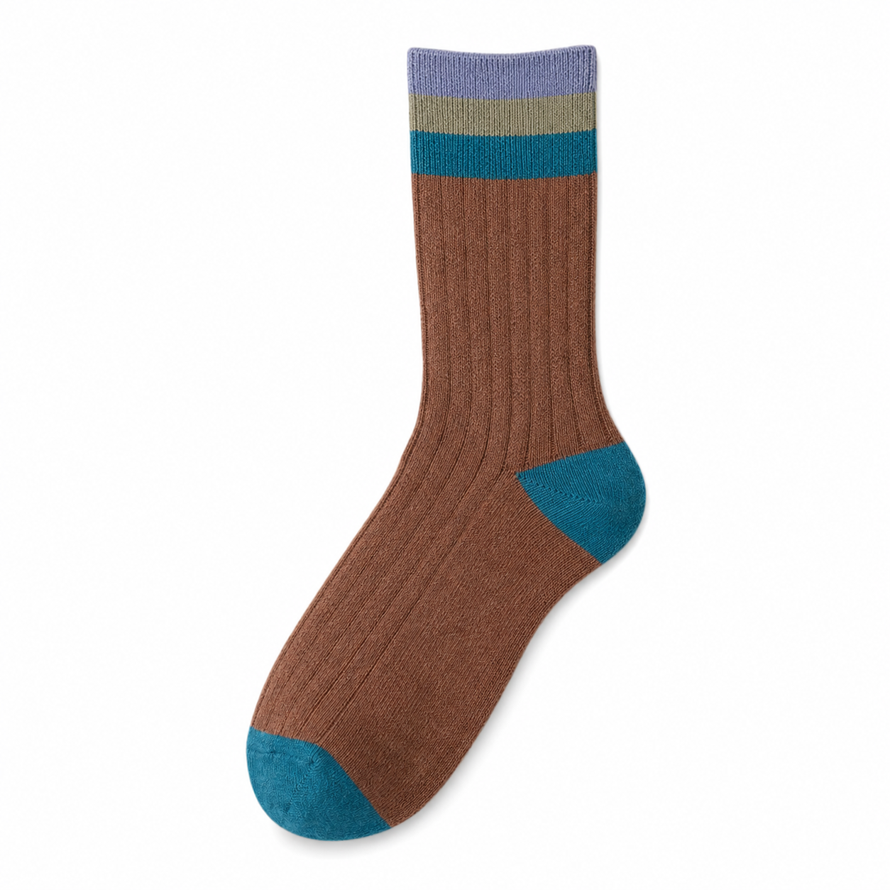 Men’s Striped Colorblock Crew Socks – Warm Cotton-Blend Cold-Weather Socks
