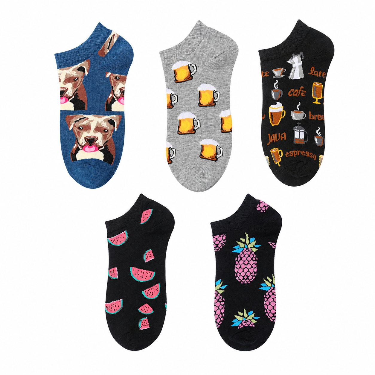Unisex Abstract Animal No-Show Socks – Fun Thin Cotton Casual Socks