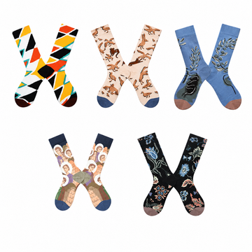 Women’s Botanical Field High Socks – Rustic Woodland Autumn Fashion Socks