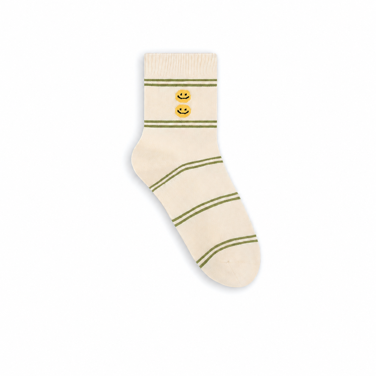 Women’s Striped Flocked Smiley Crew Socks – Korean Preppy Cotton Socks