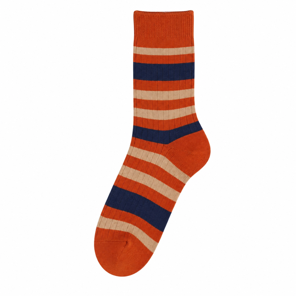 Men’s Retro Block-Stripe Long Socks – Cozy Winter Cotton-Blend Everyday Socks