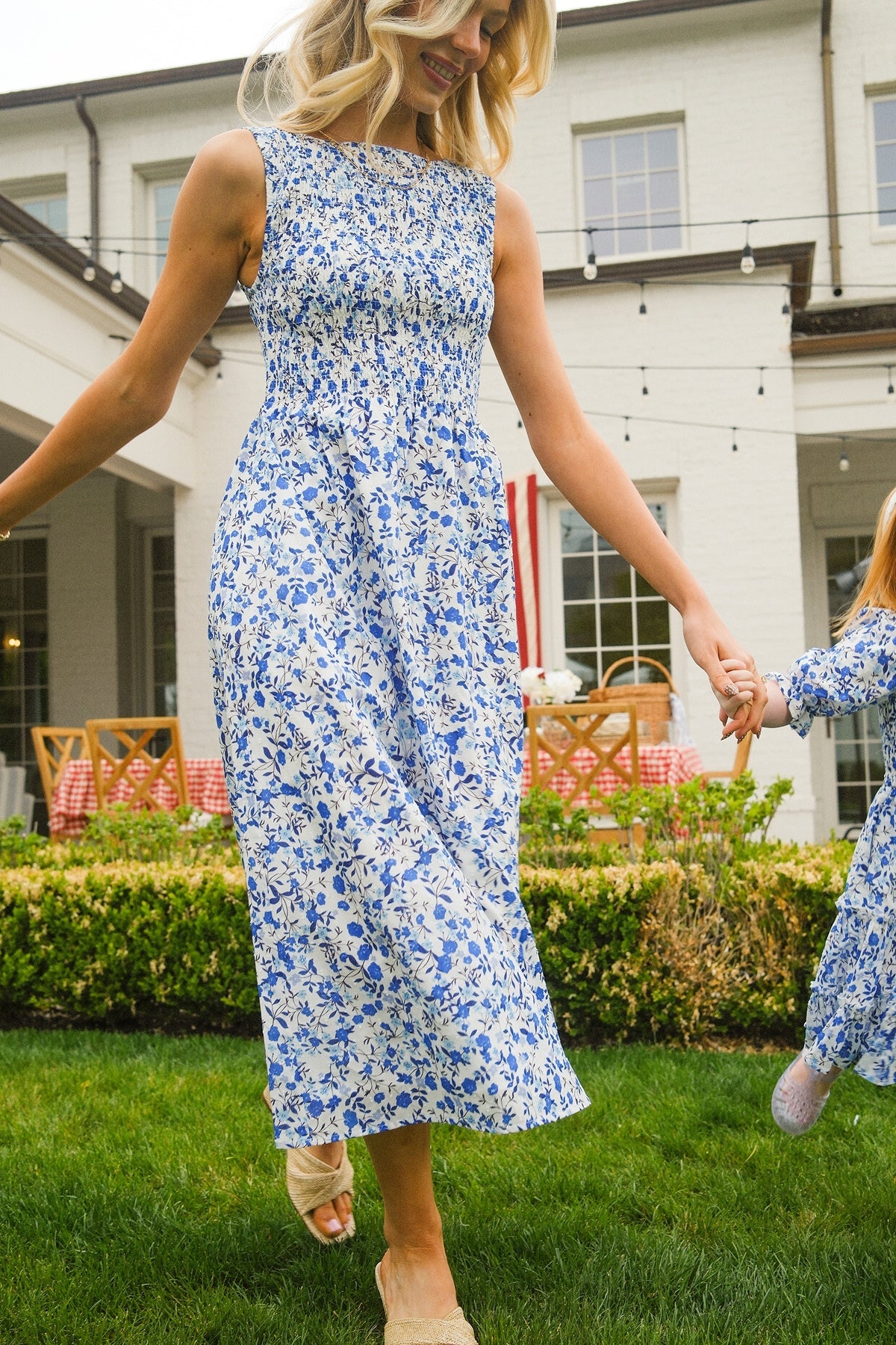 Ana Dress in Ditsy Cobalt Floral