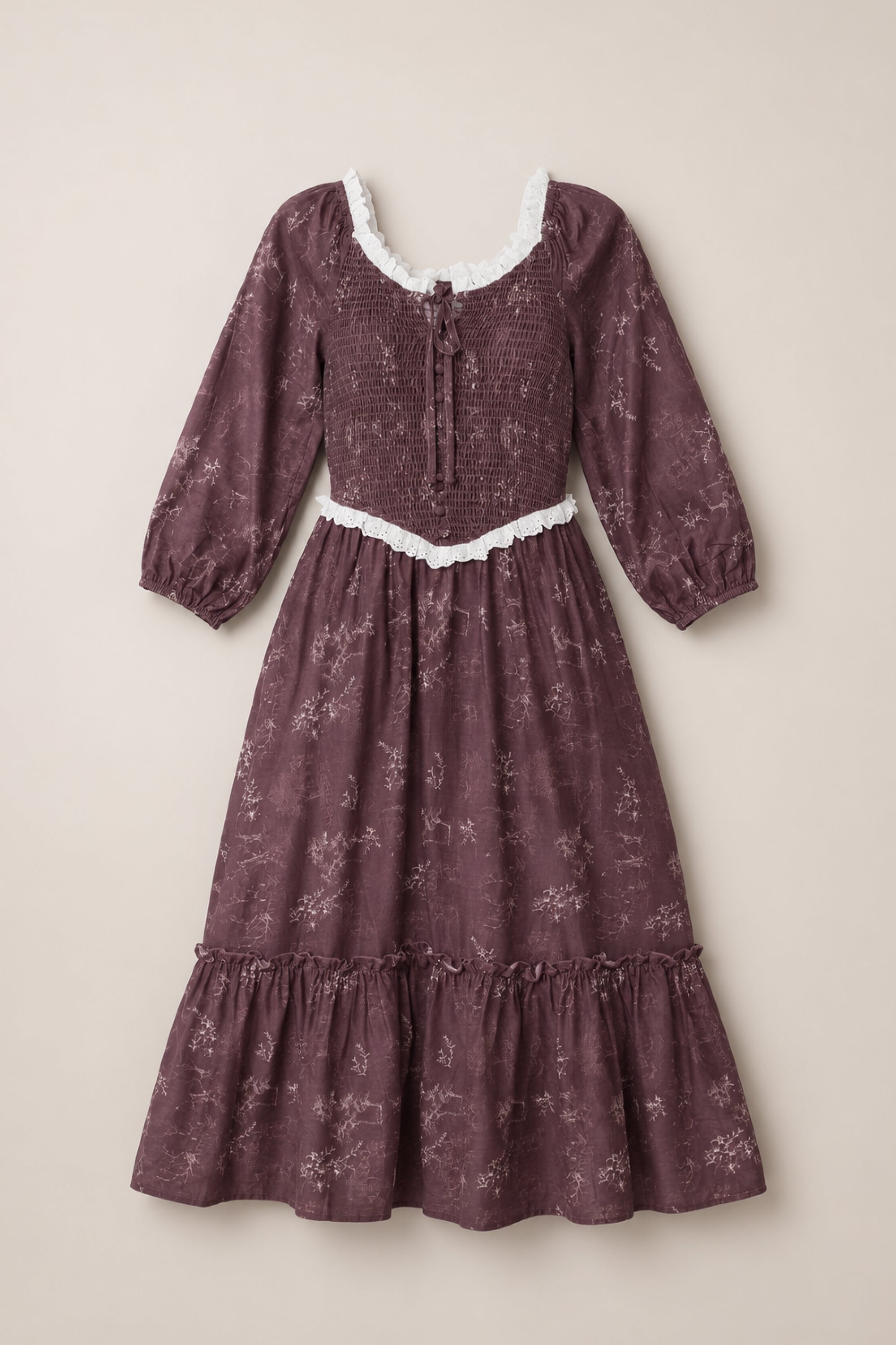 Asha Dress in Warm Cocoa Valencia Toile