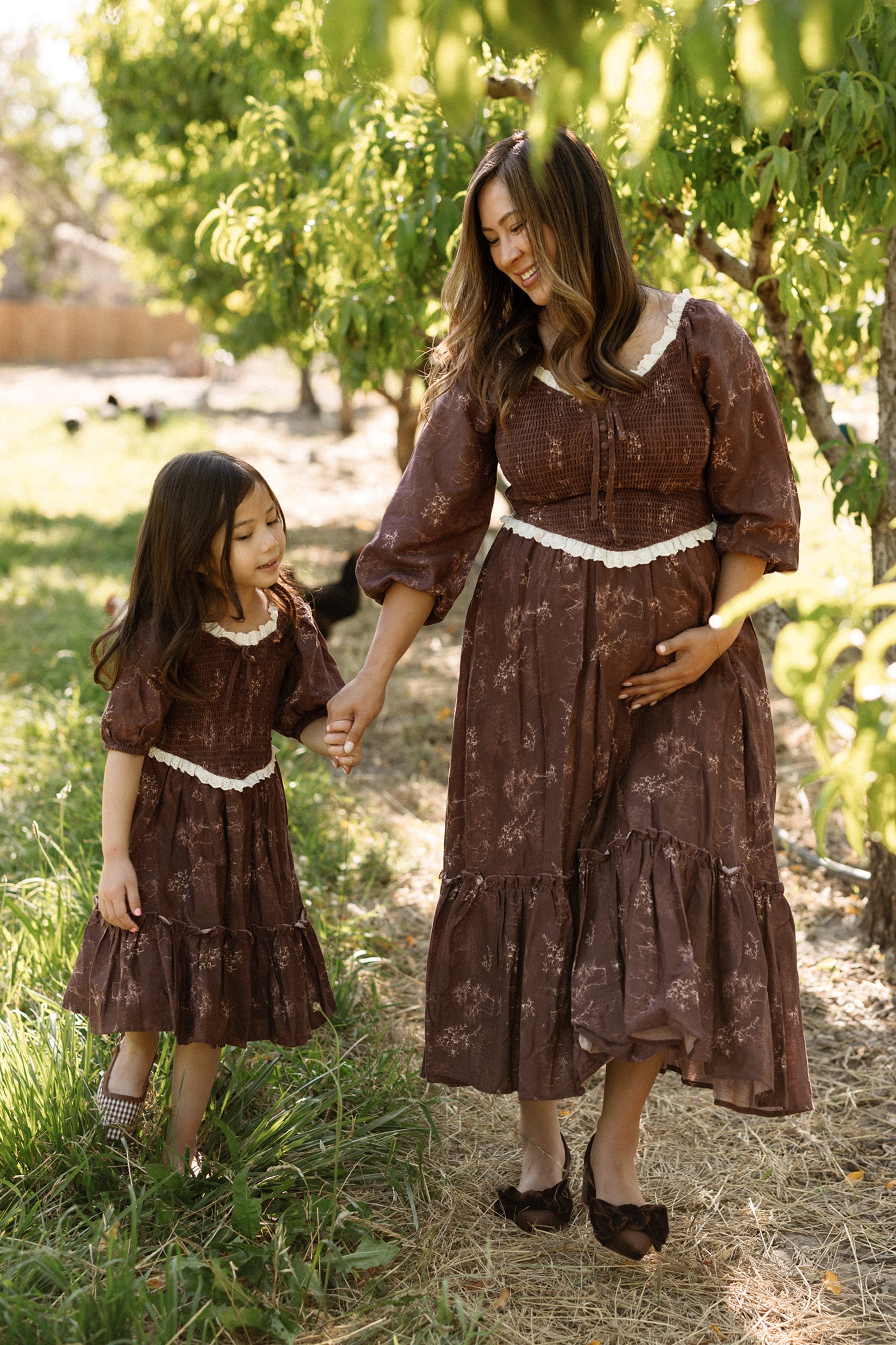 Asha Dress in Warm Cocoa Valencia Toile