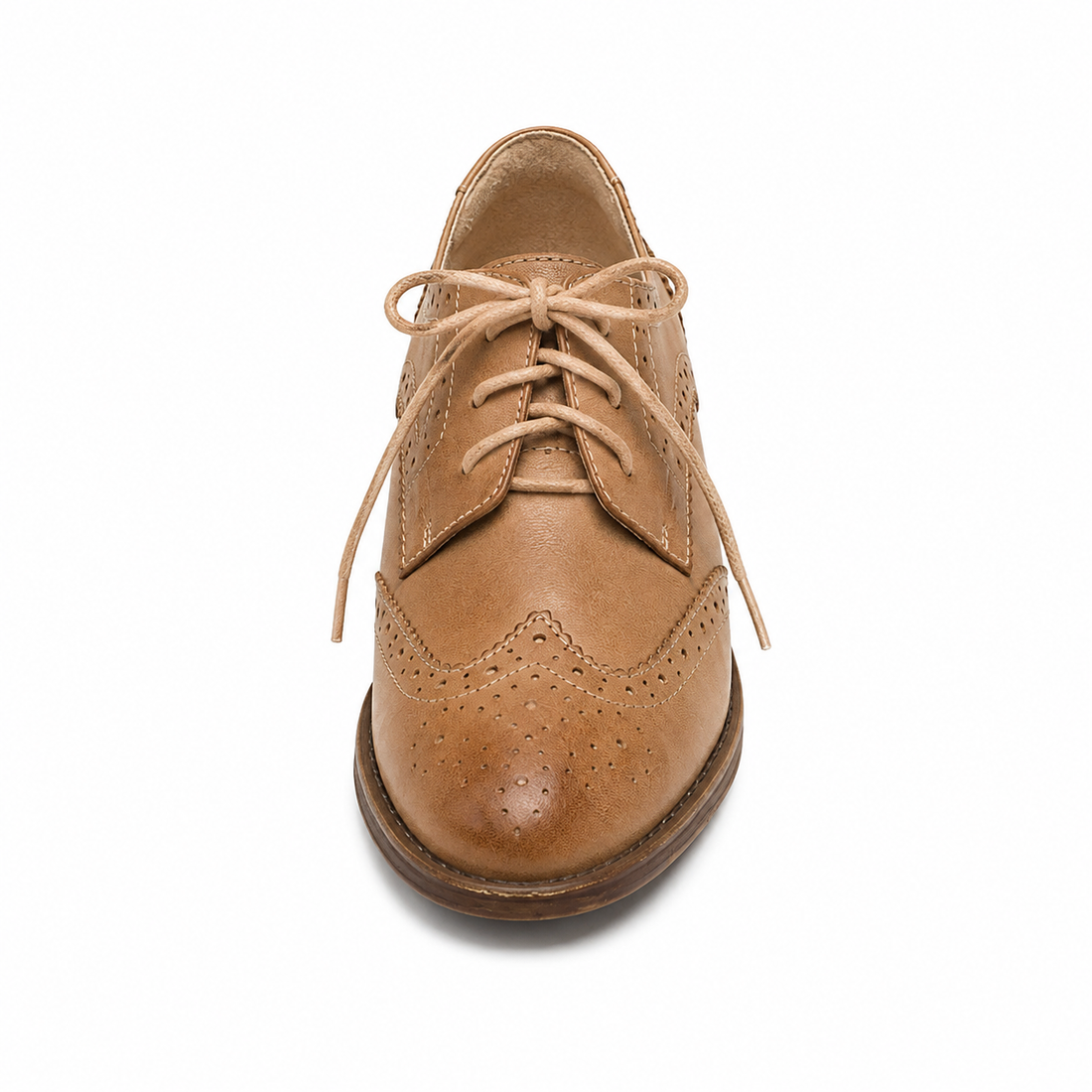 Women’s British-Inspired Lace-Up Brogue Shoes – Brown