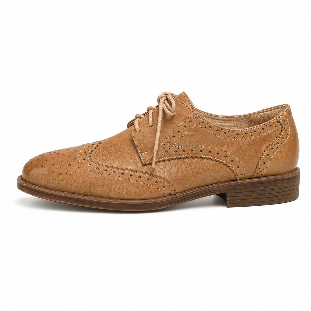 Women’s British-Inspired Lace-Up Brogue Shoes – Brown