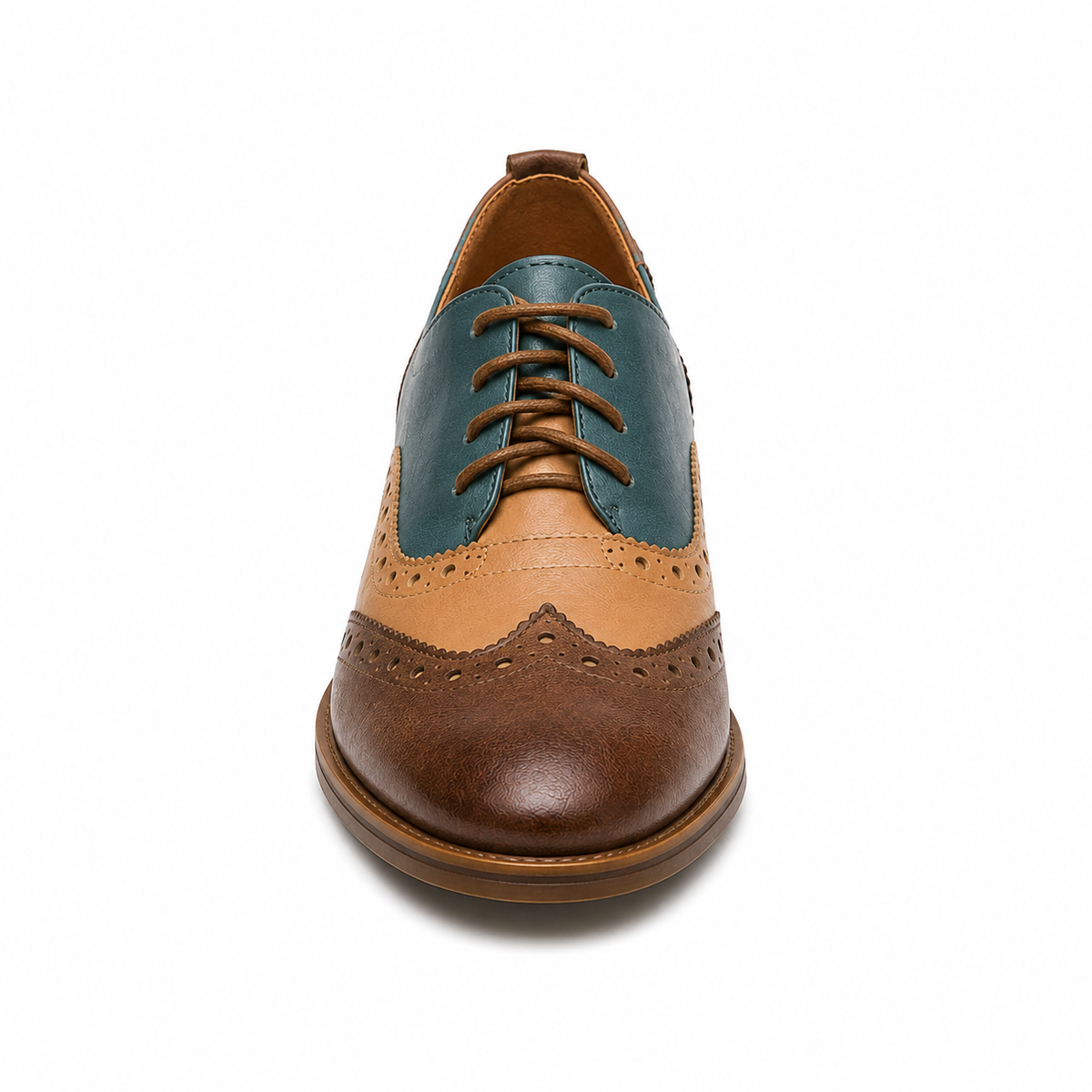 Women’s British-Inspired Lace-Up Brogue Shoes – Blue
