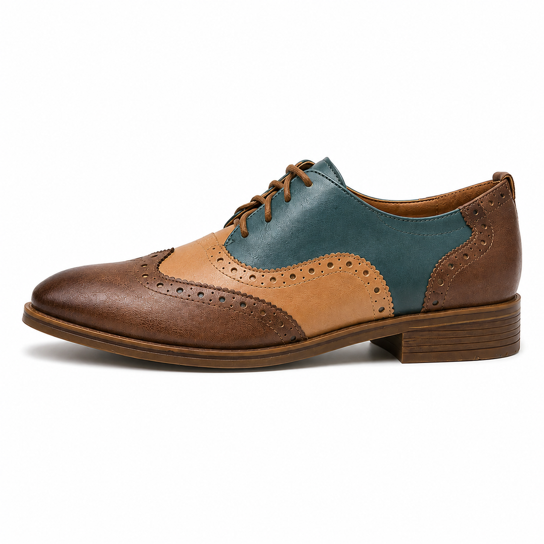 Women’s British-Inspired Lace-Up Brogue Shoes – Blue