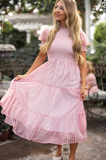 Cordelia Dress in Desert Rose Gingham