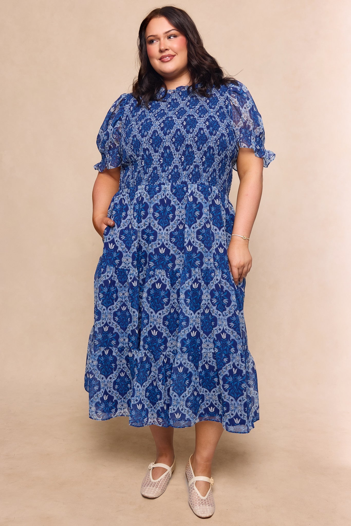 Cordelia Dress in Trellis Foulard