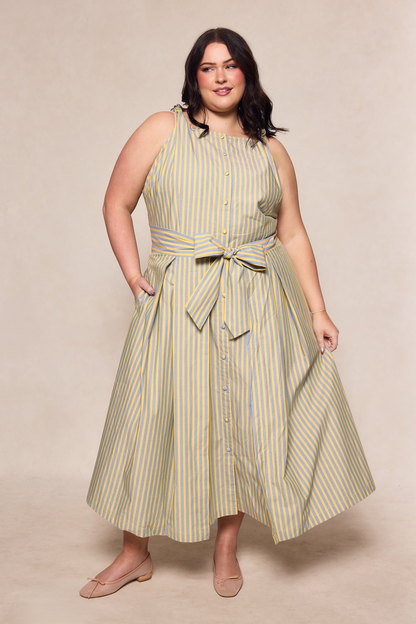 Glen Dress in Green Stripe