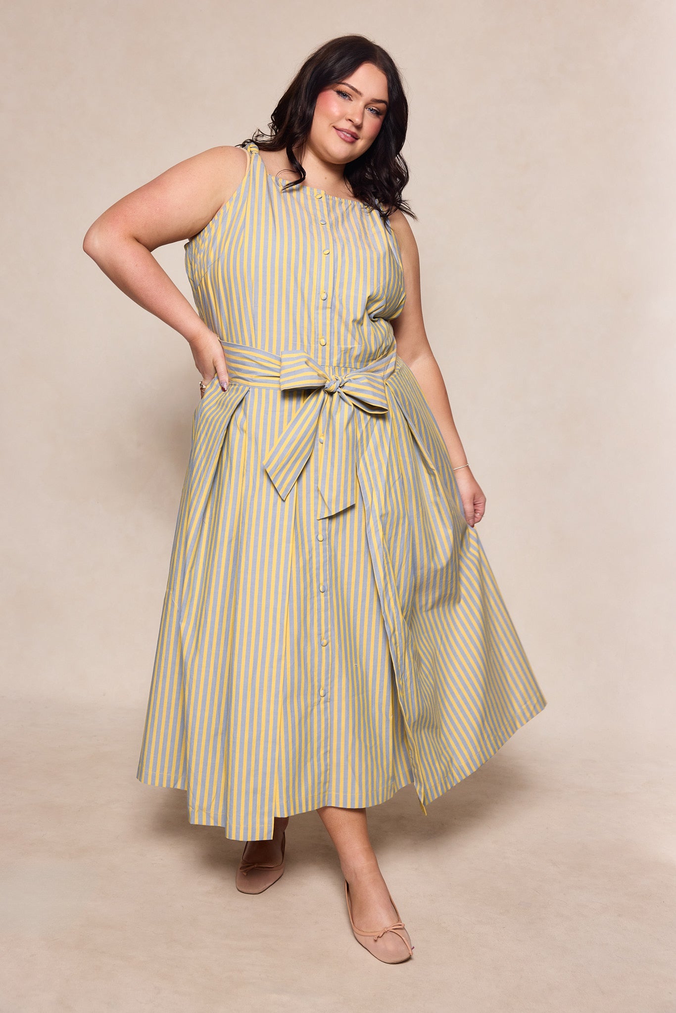 Glen Dress in Green Stripe