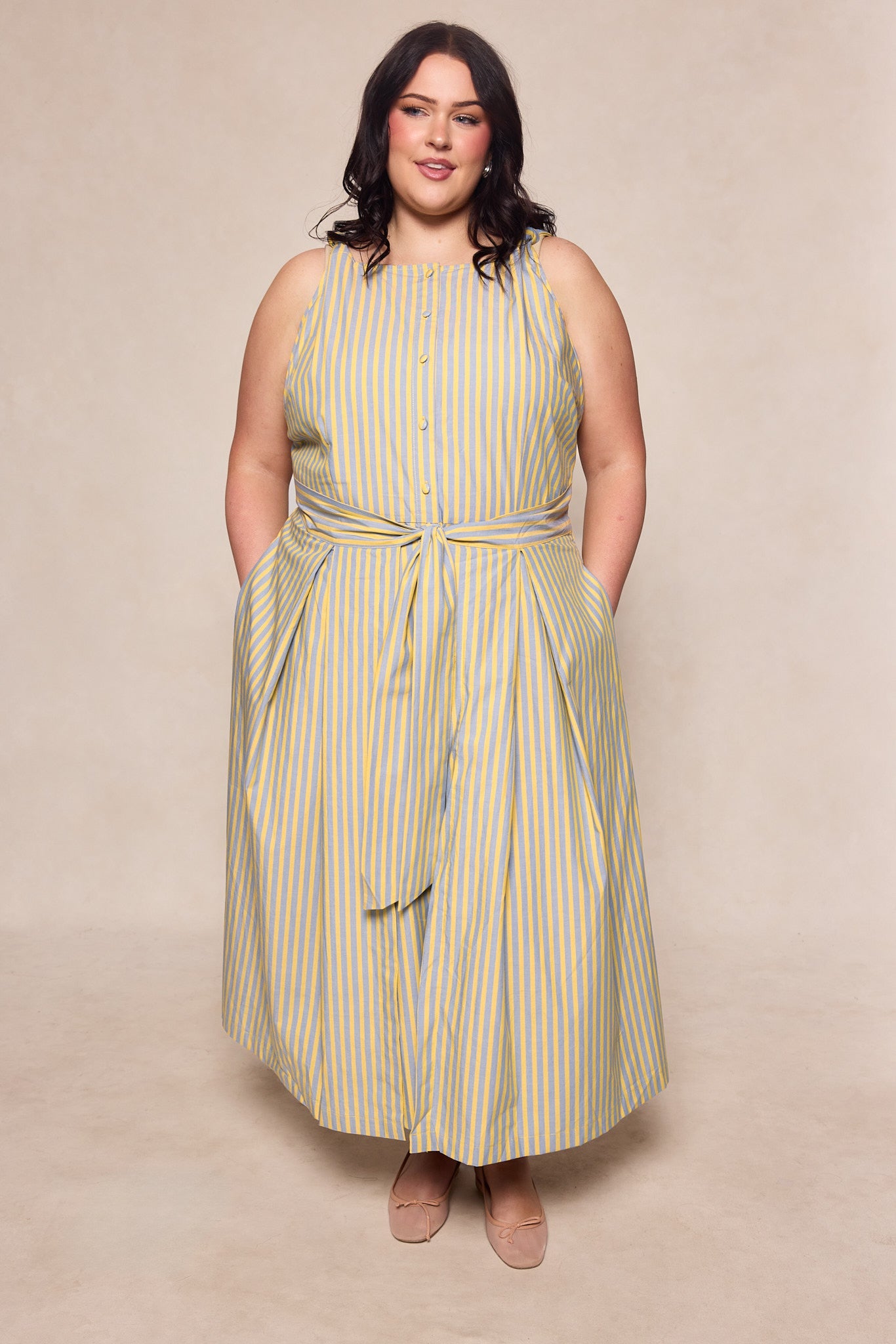 Glen Dress in Green Stripe