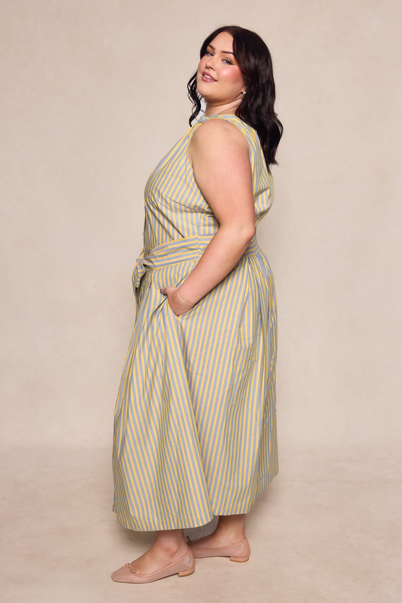 Glen Dress in Green Stripe