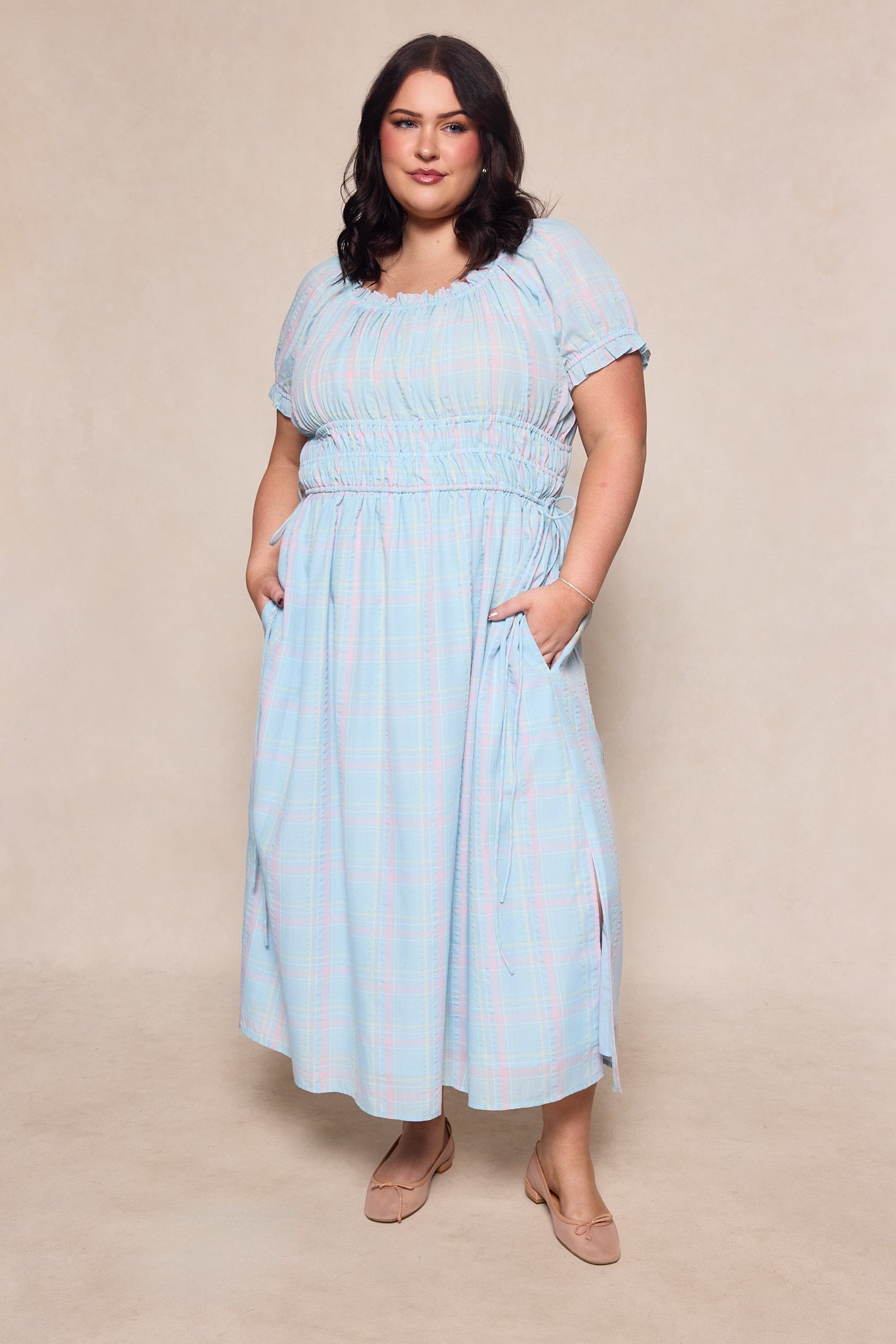 Thalia Dress in Pastel Plaid