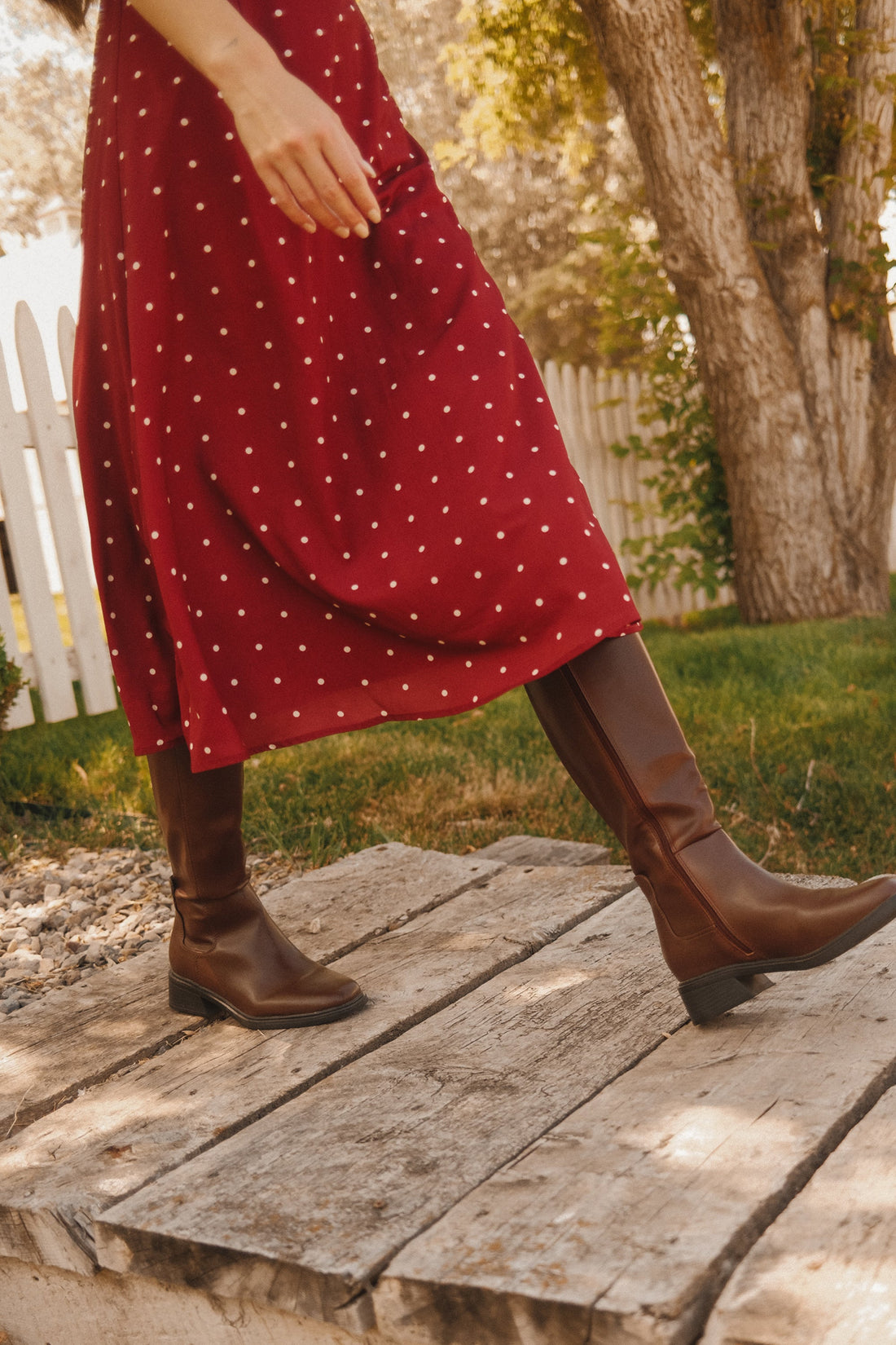 Fiona Dress in Cranberry Dainty Dot