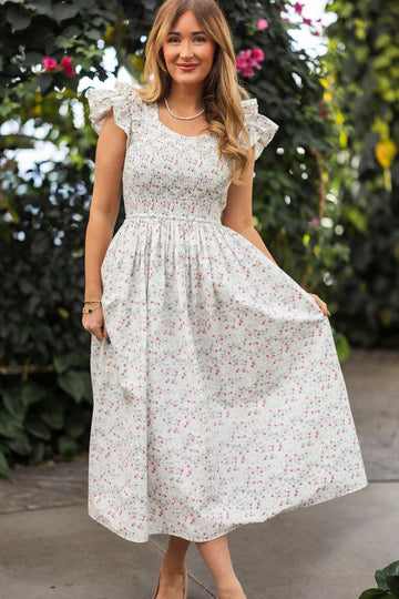 Hattie Dress in Pansy Trellis