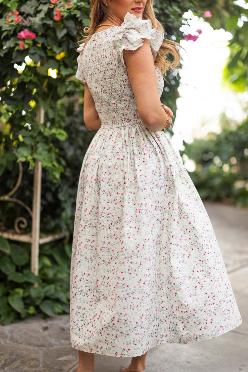 Hattie Dress in Pansy Trellis