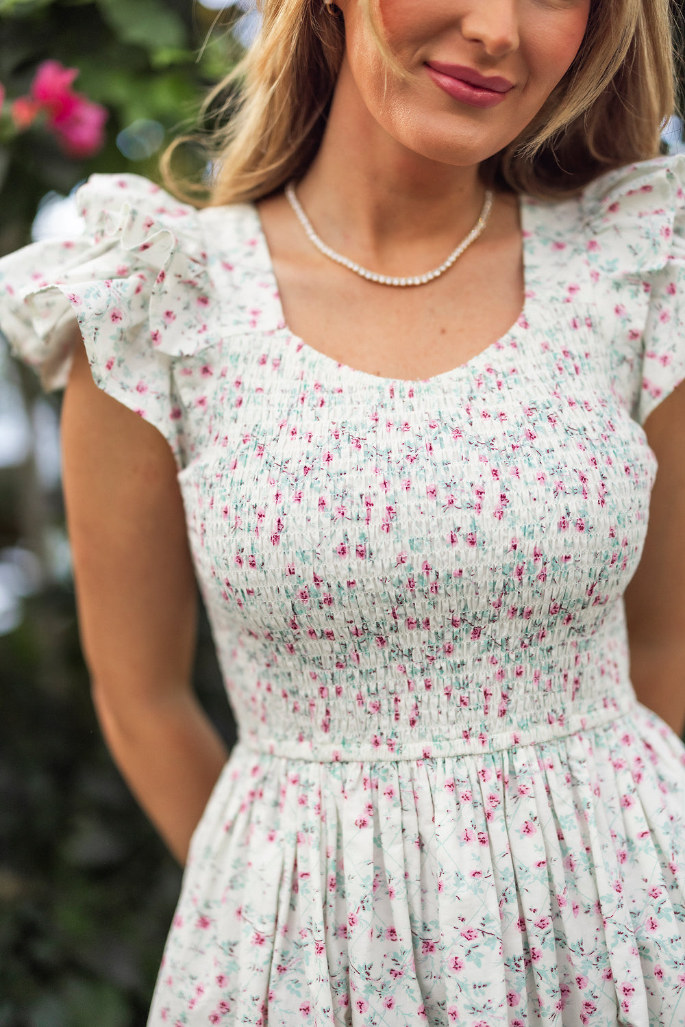 Hattie Dress in Pansy Trellis