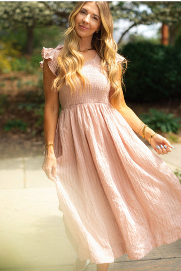Hattie Dress in Pink Stripes