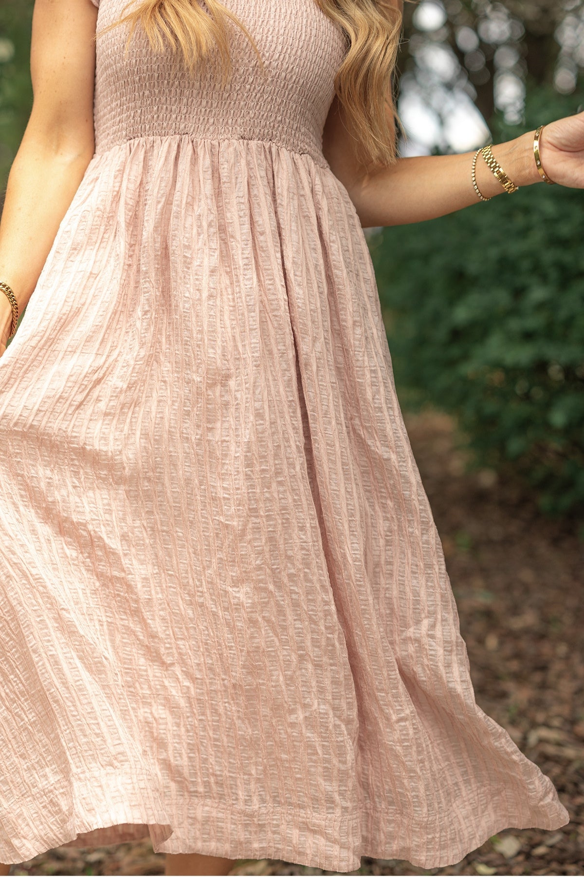 Hattie Dress in Pink Stripes