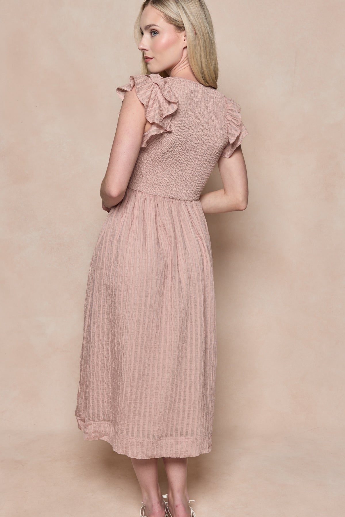 Hattie Dress in Pink Stripes