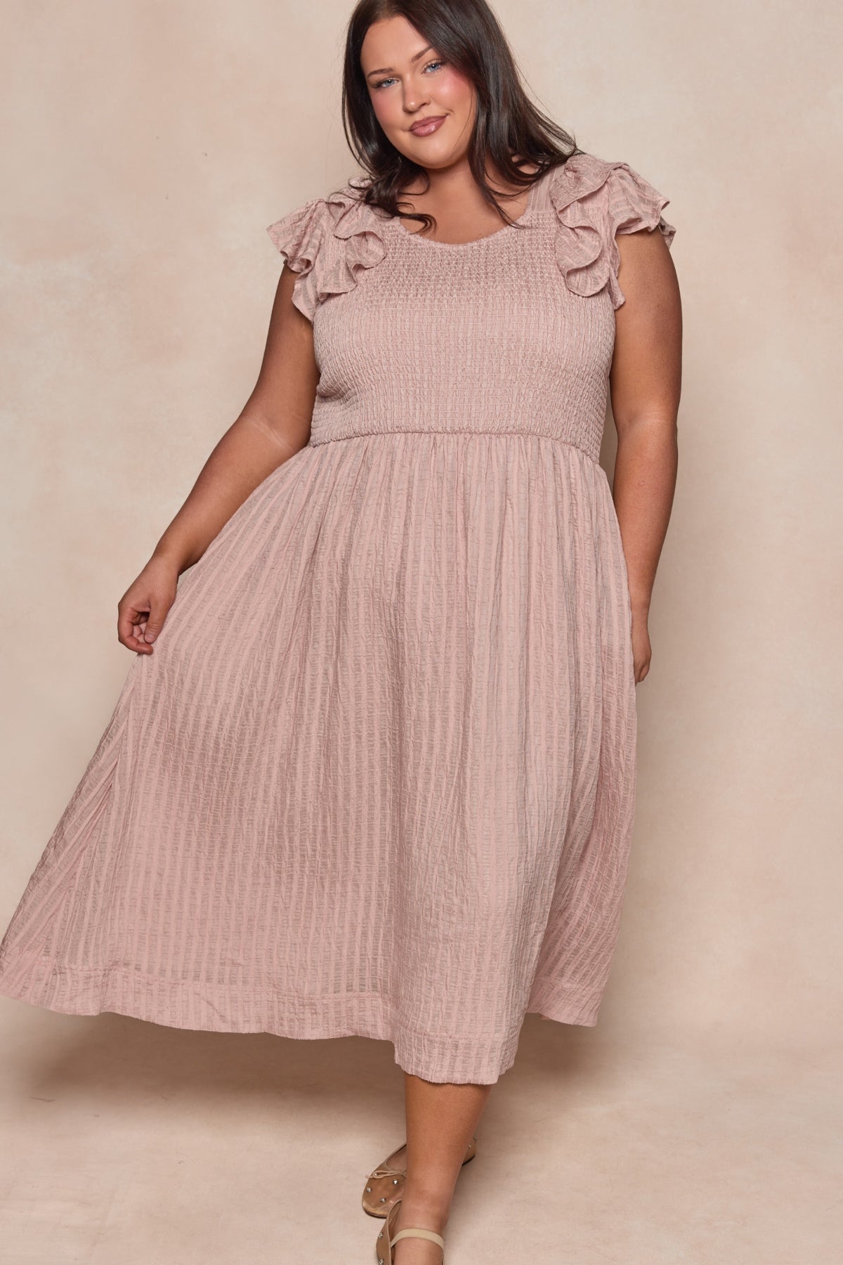 Hattie Dress in Pink Stripes