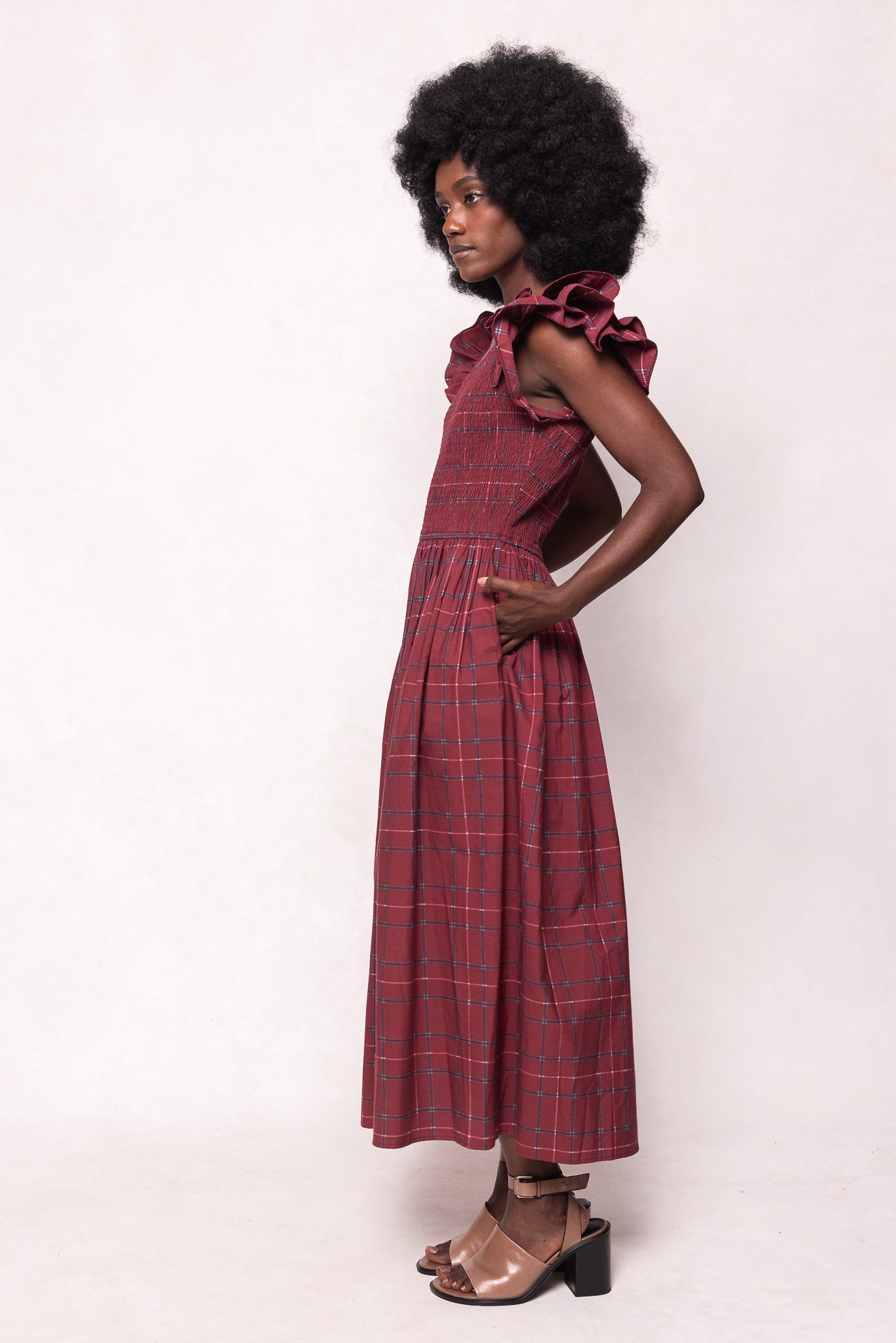 Hattie Dress in Burgundy Plaid