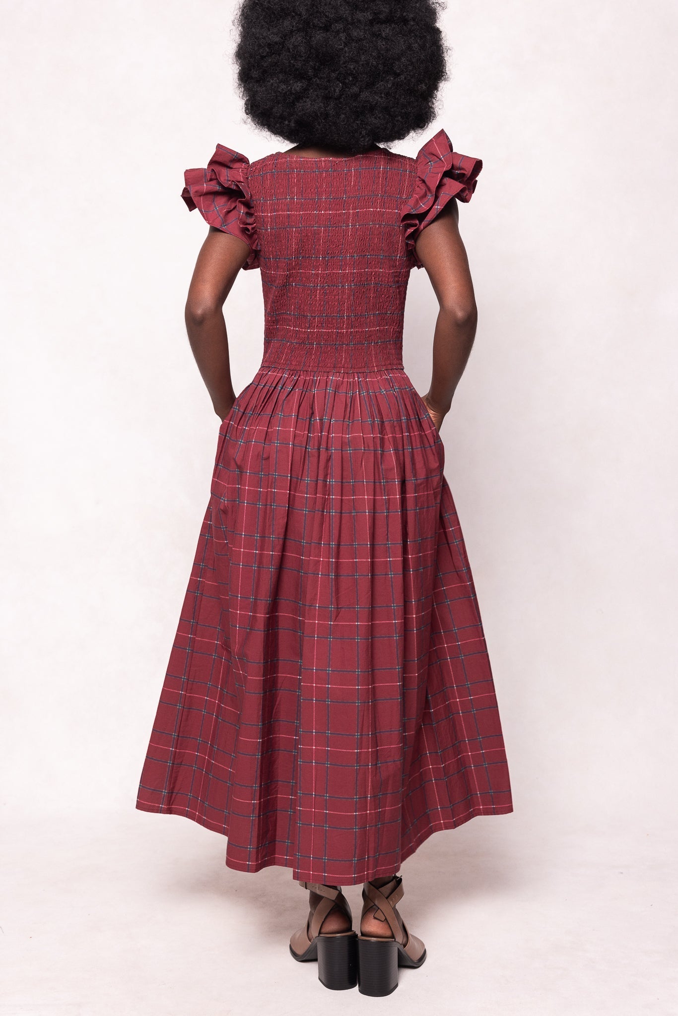 Hattie Dress in Burgundy Plaid