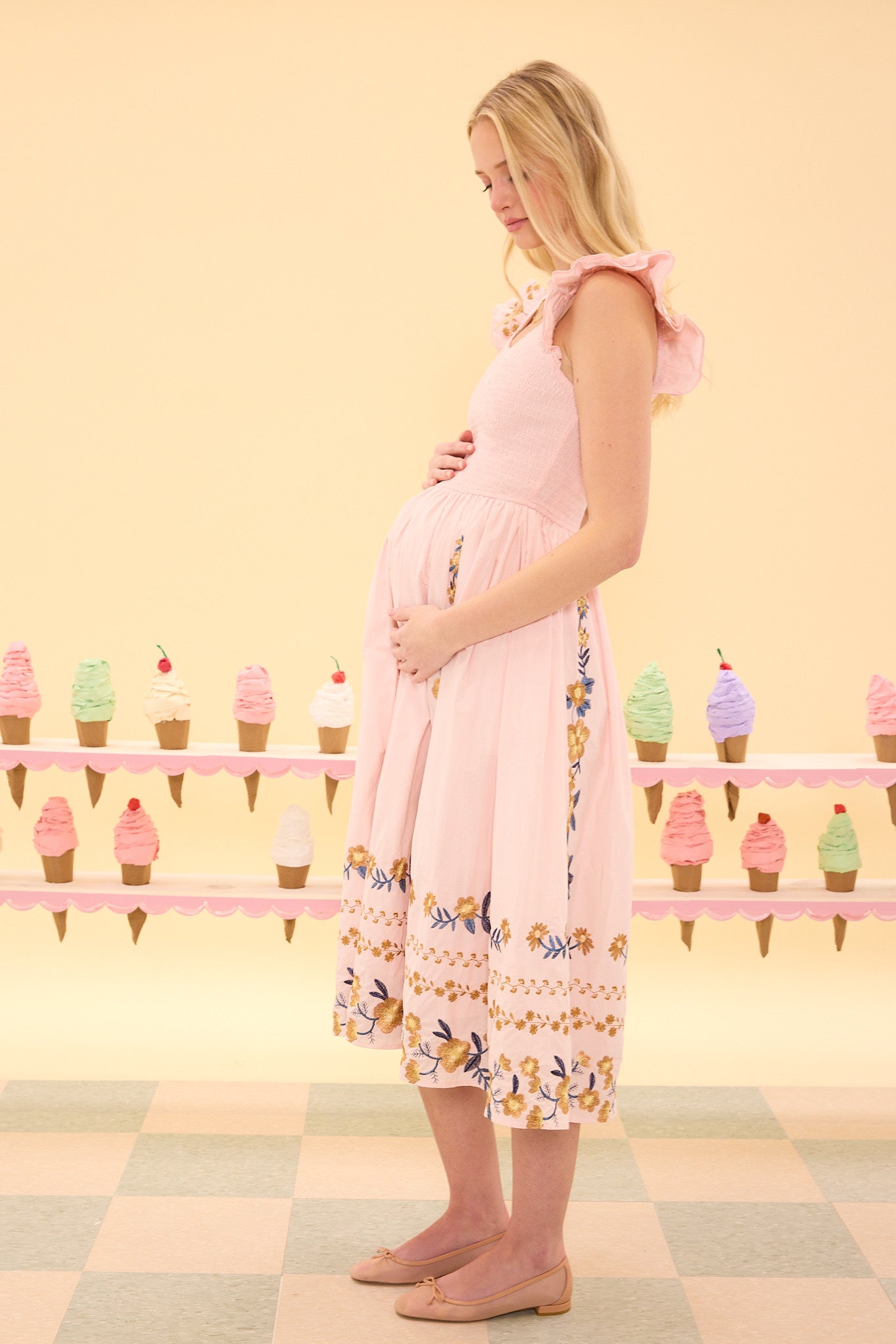 Hattie Dress in Embroidered Spring Floral
