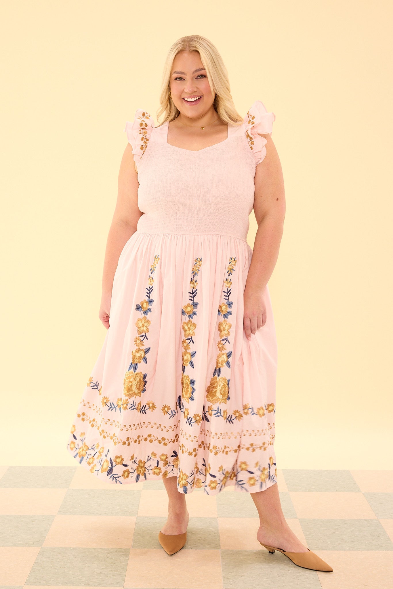 Hattie Dress in Embroidered Spring Floral