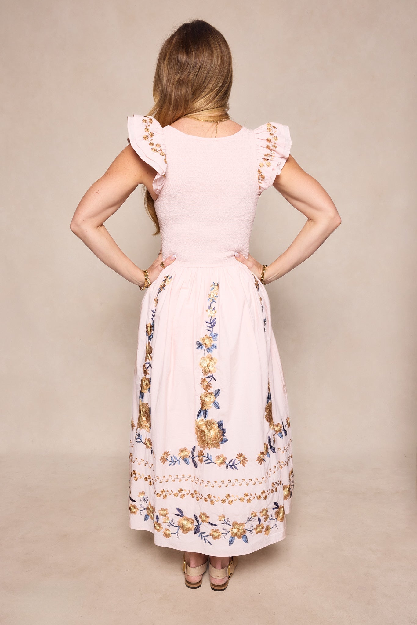 Hattie Dress in Embroidered Spring Floral