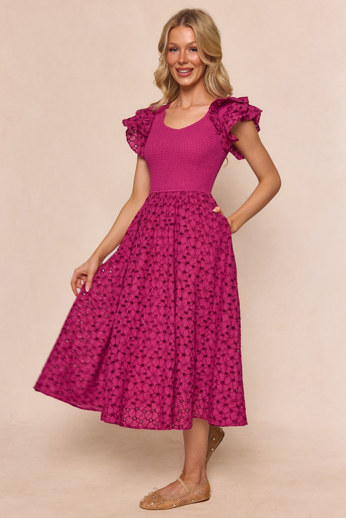 Hattie Dress in Magenta