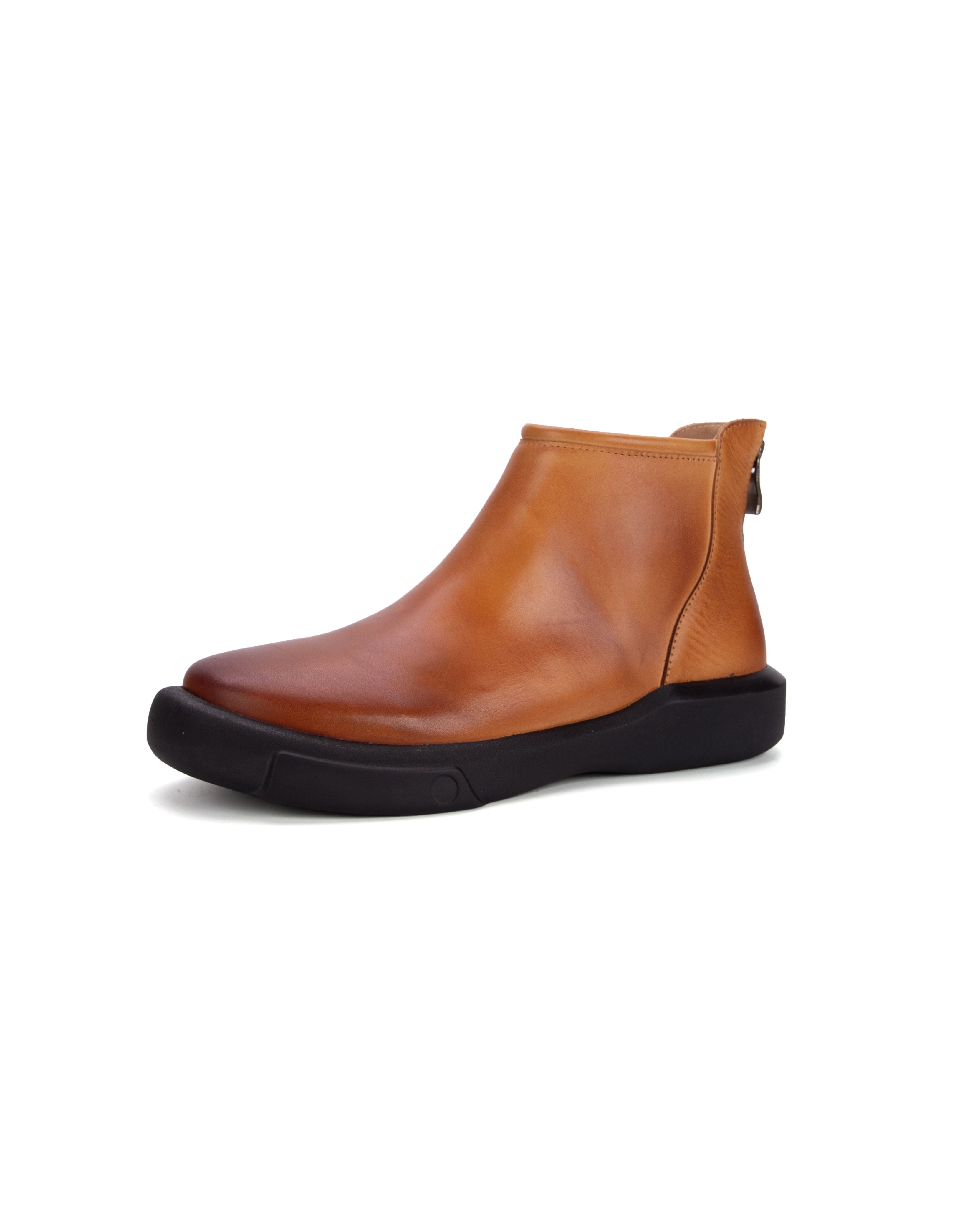 Women's Vintage Leather Ankle Boots – Round Toe Soft Sole Chelsea Boots