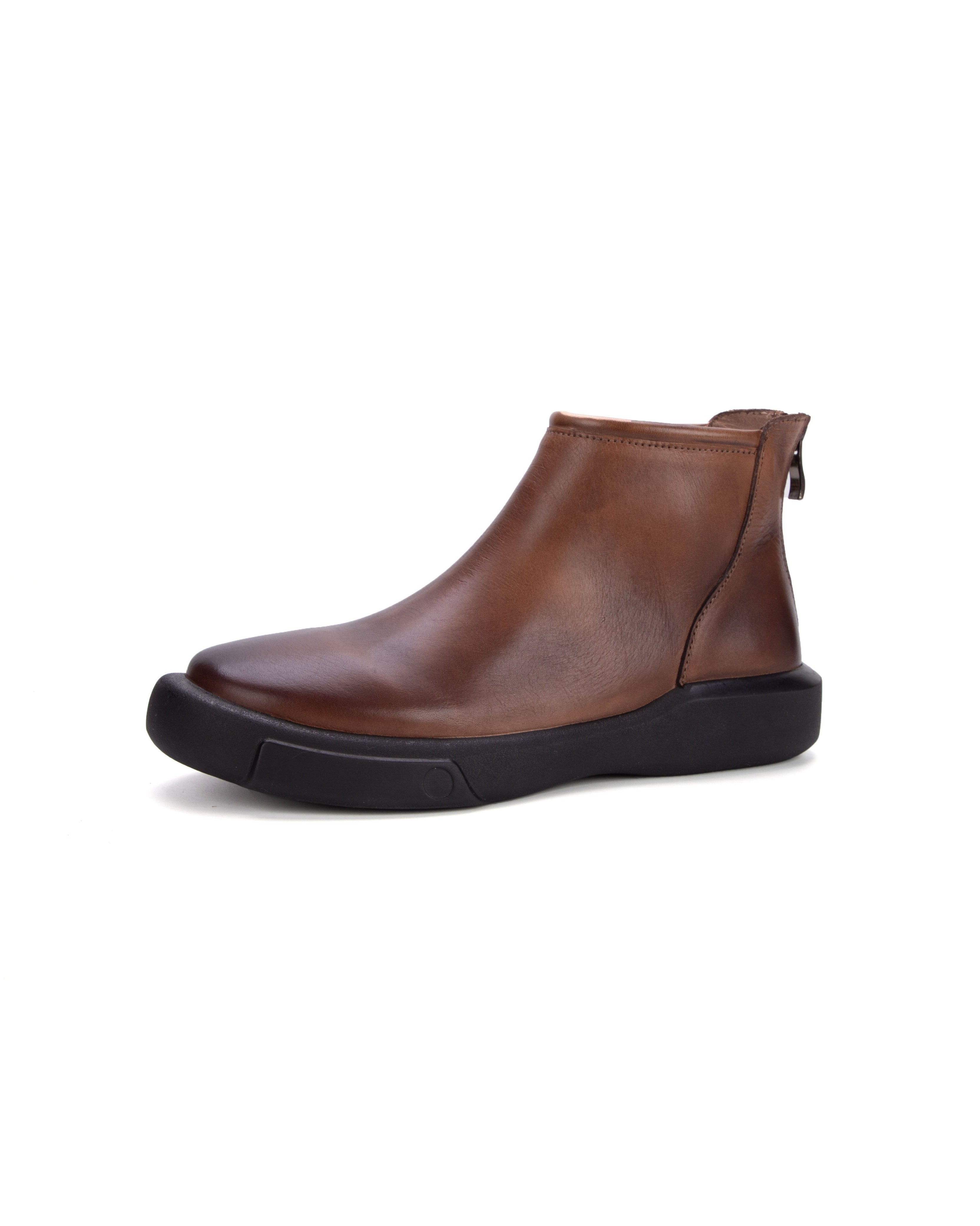 Women's Vintage Leather Ankle Boots – Round Toe Soft Sole Chelsea Boots