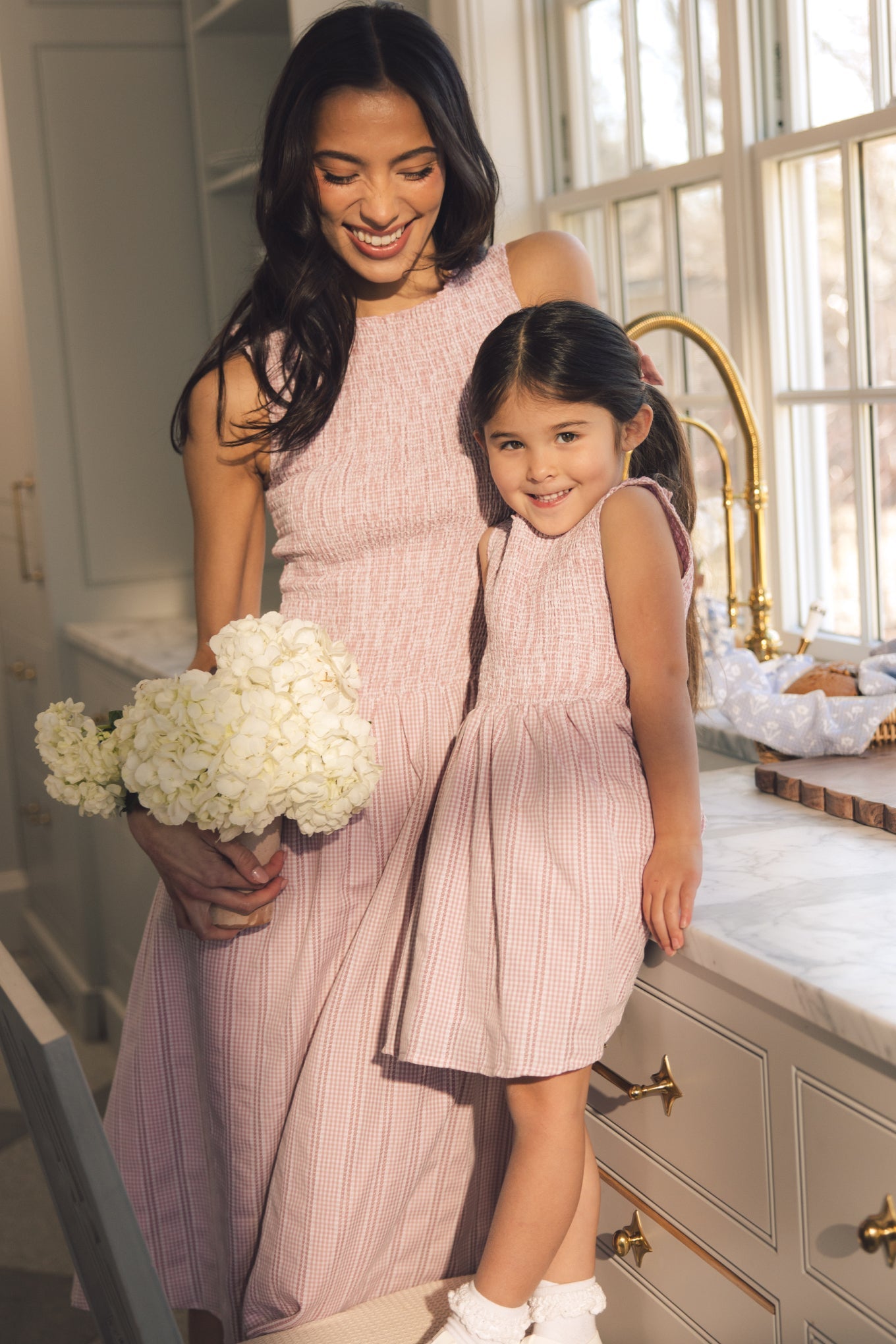 Karla Dress in Pink Striped Gingham