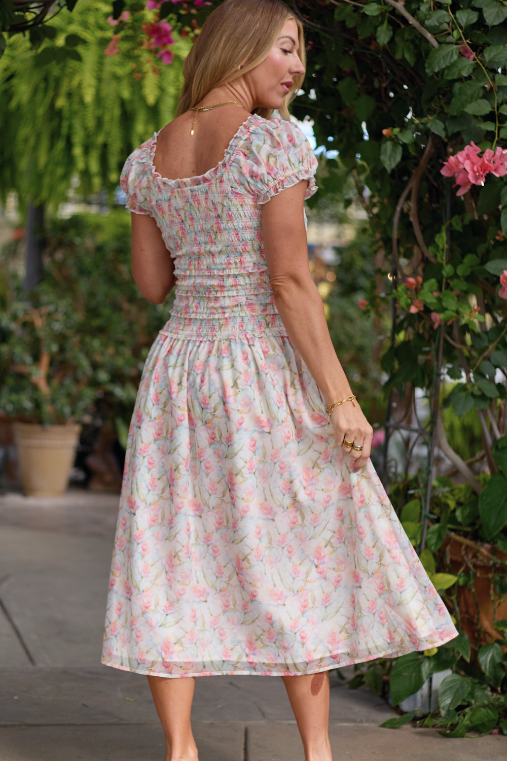 Kyla Dress in Watercolor Orchids