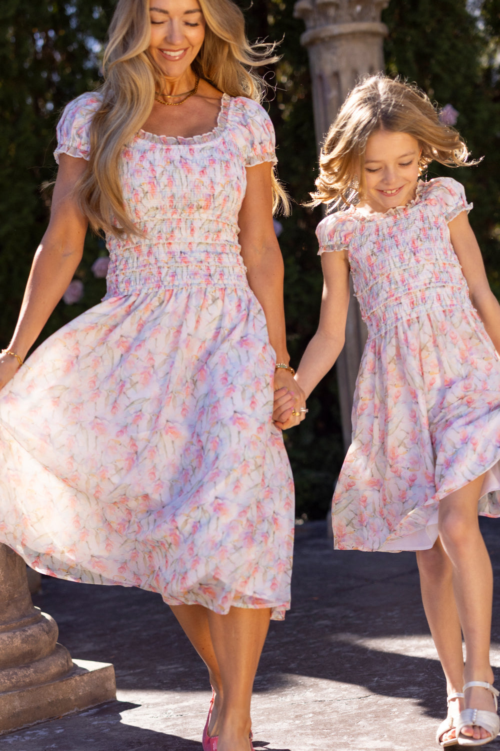 Kyla Dress in Watercolor Orchids