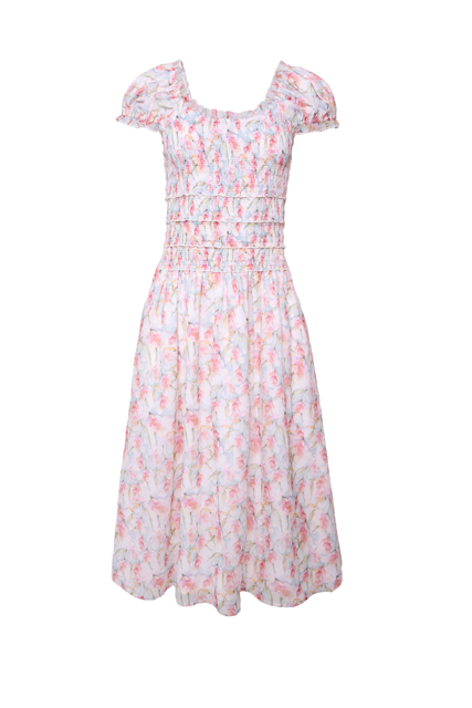 Kyla Dress in Watercolor Orchids