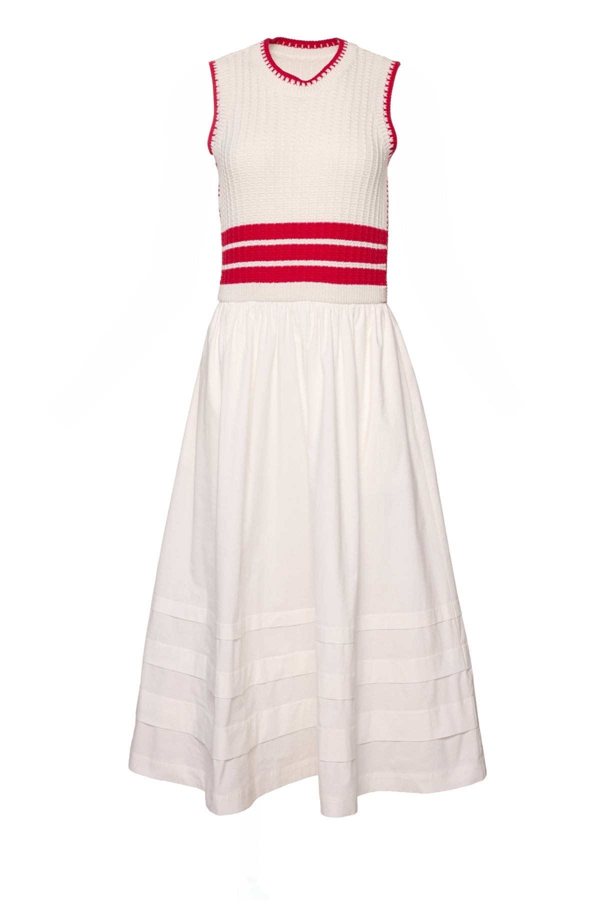 Lisbon Dress in Ivory & Firework Red