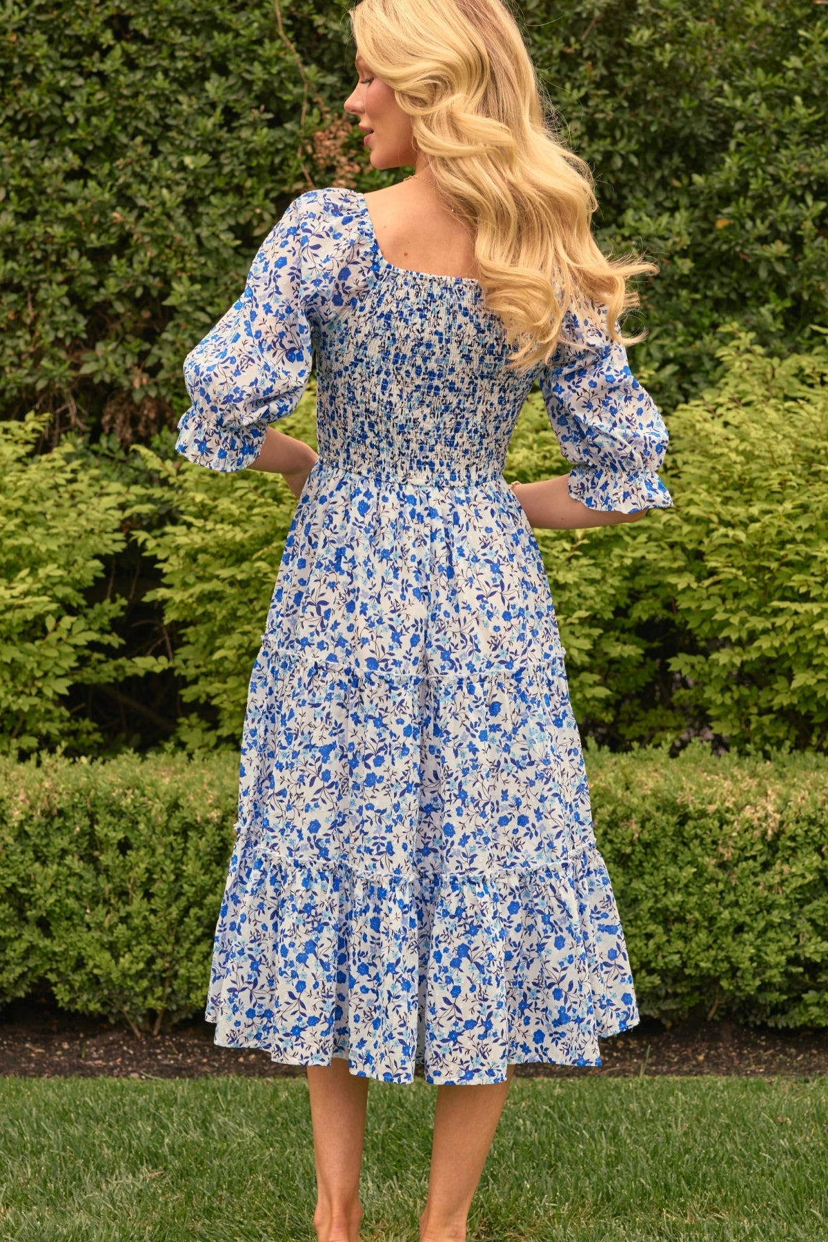 Madeline Dress in Ditsy Cobalt Floral