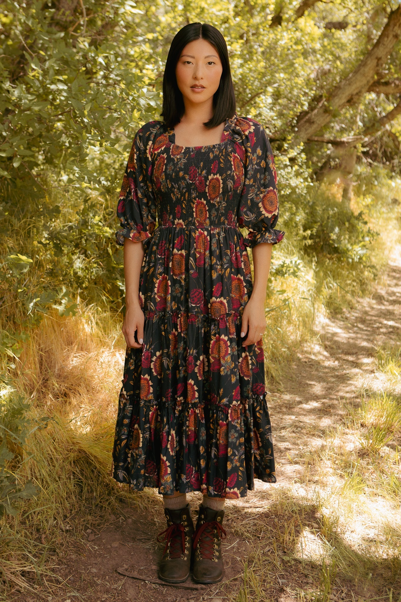 Madeline Dress in Moody Sunflower