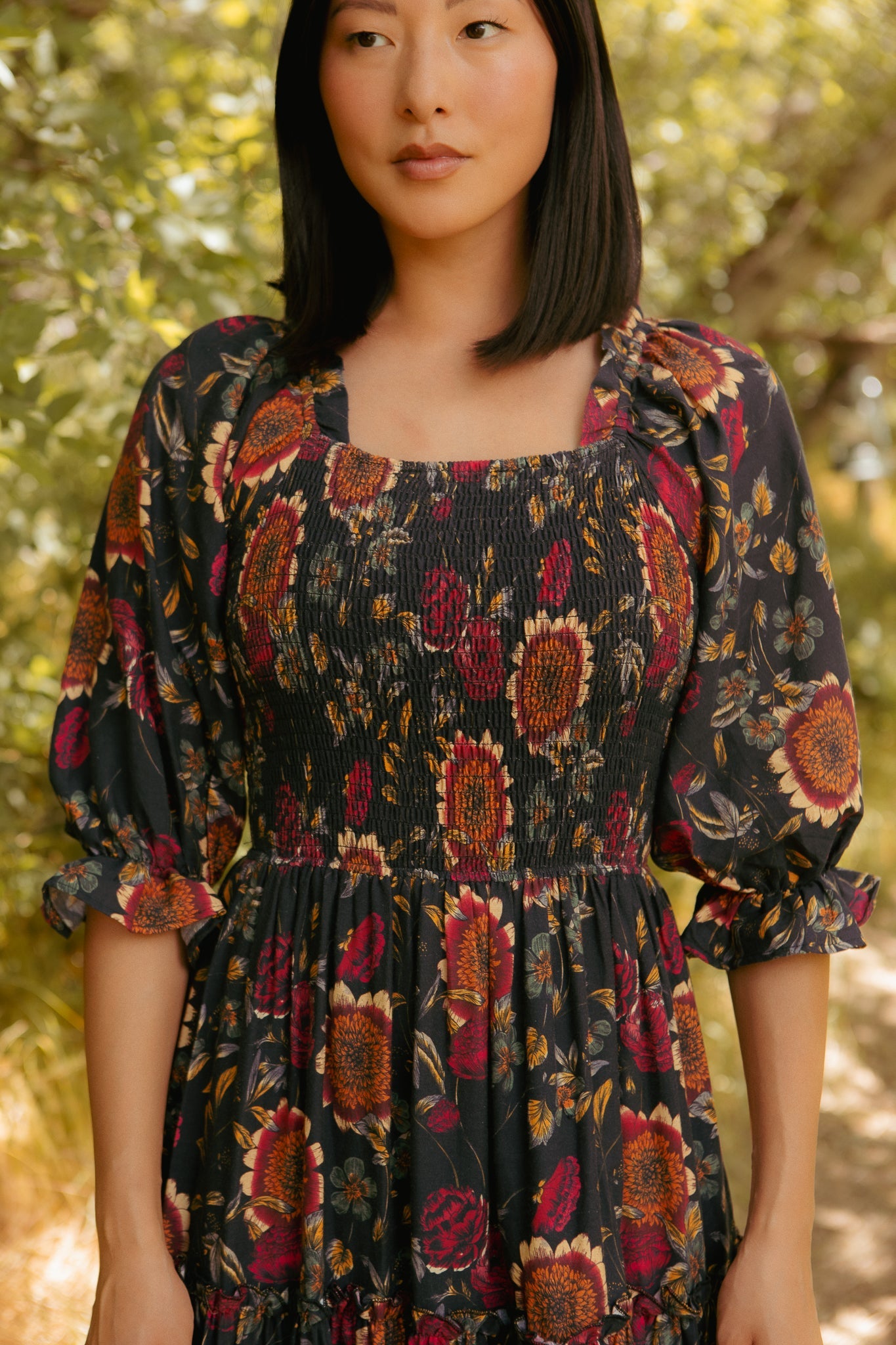 Madeline Dress in Moody Sunflower