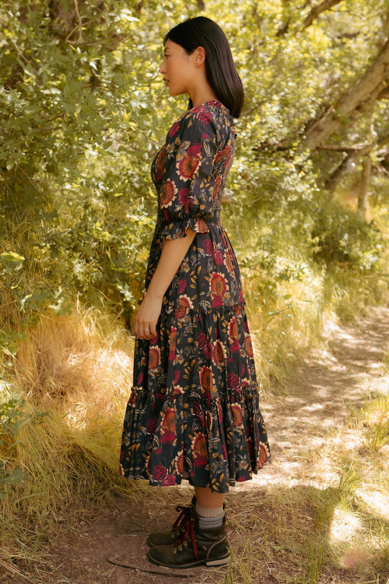 Madeline Dress in Moody Sunflower
