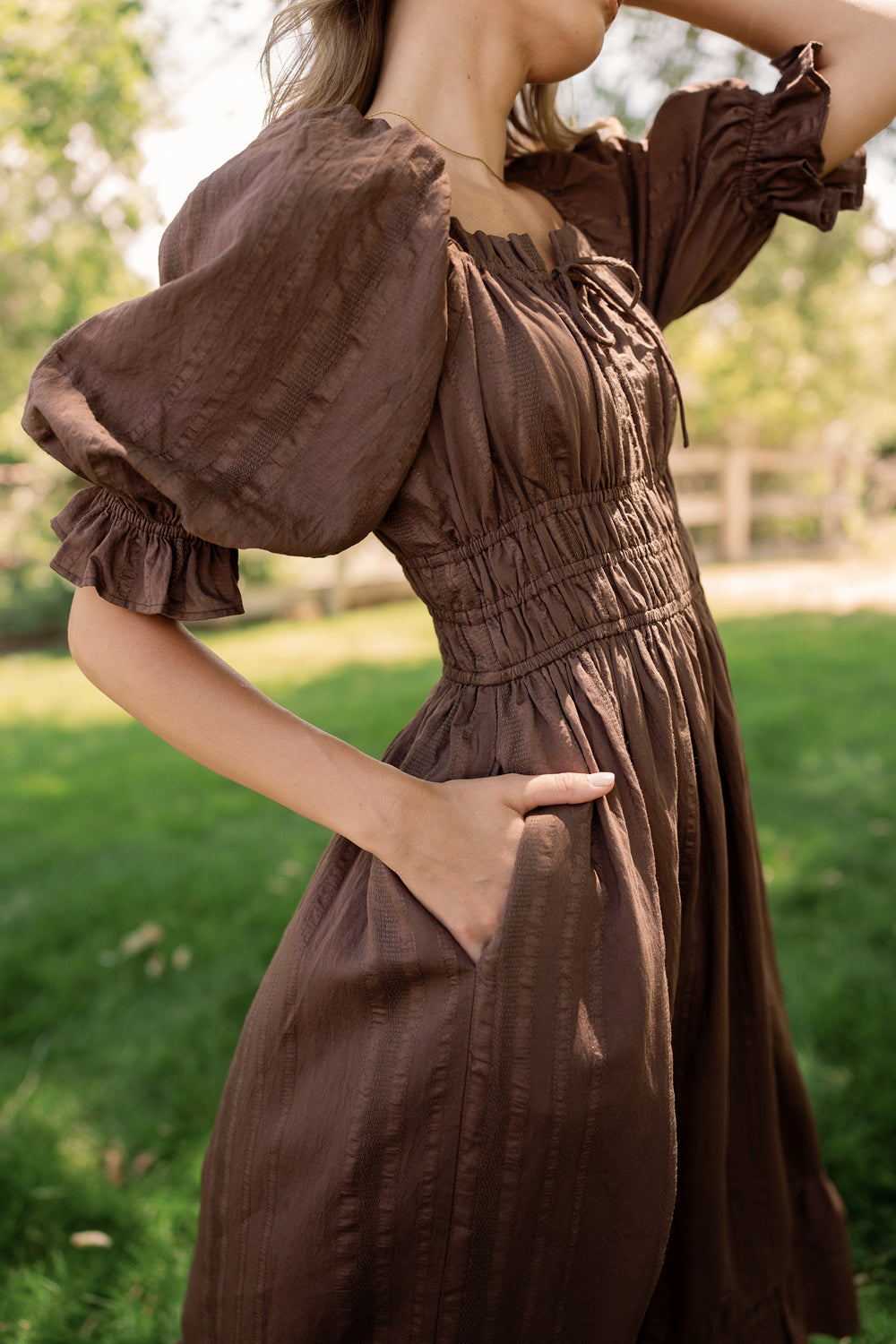 Maleah Dress in Warm Cocoa