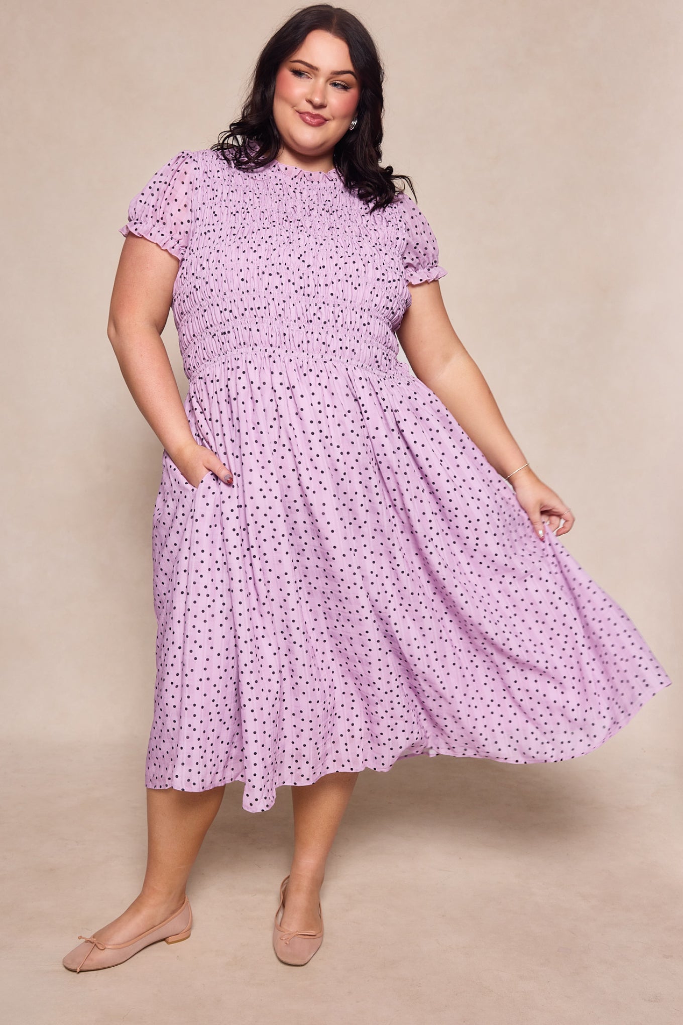 Marcell Dress in Purple Polka Dot