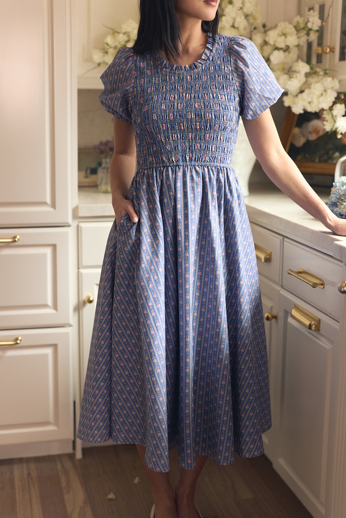 Mariah Dress in Linear Print